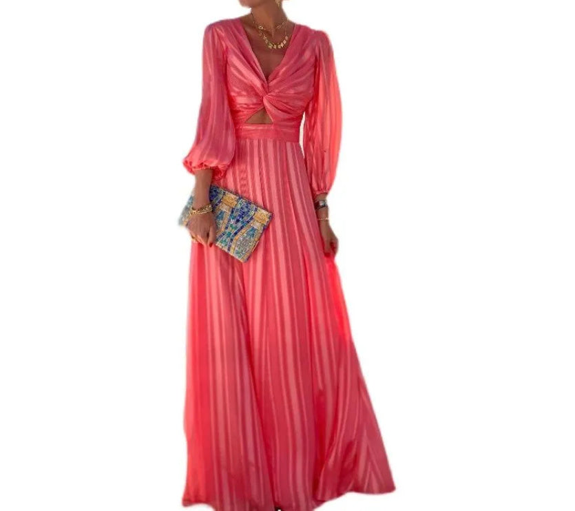 Atikmode Robe Ample Polyester Manches Bouffantes
