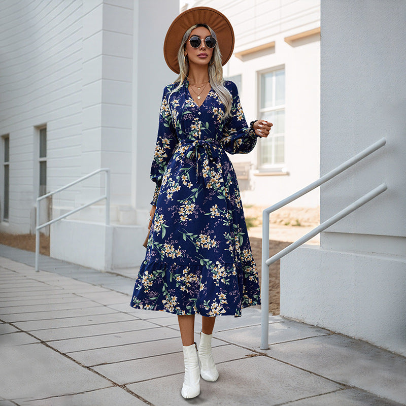 robe fleurie en polyester par elegancewear – douce, stylée et taille haute