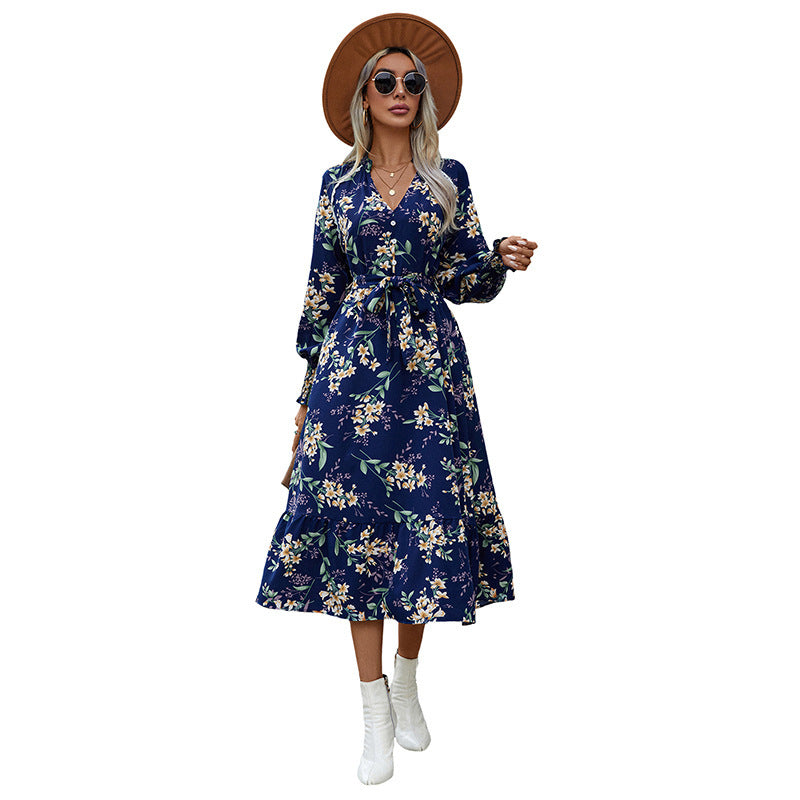 robe fleurie en polyester par elegancewear – douce, stylée et taille haute