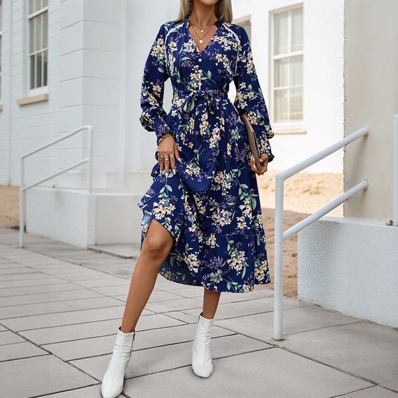 robe fleurie en polyester par elegancewear – douce, stylée et taille haute