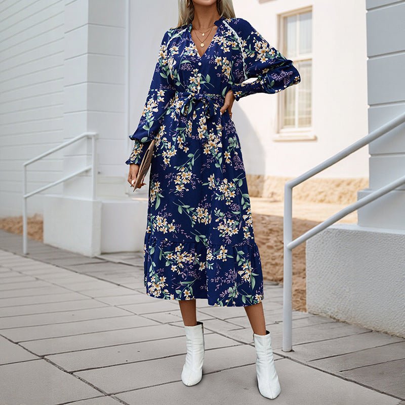 robe fleurie en polyester par elegancewear – douce, stylée et taille haute
