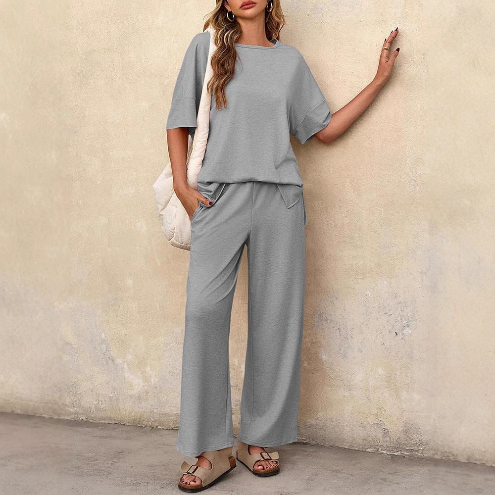 Atikmode Ensemble Décontracté Haut Manches Courtes + Pantalon Large