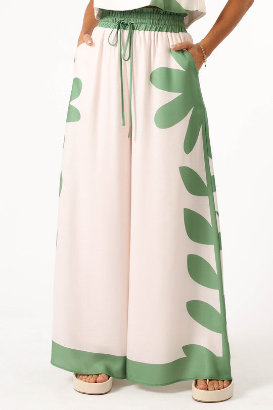 Atikmode Ensemble 2 Pièces Large Imprimé Floral Vert Clair