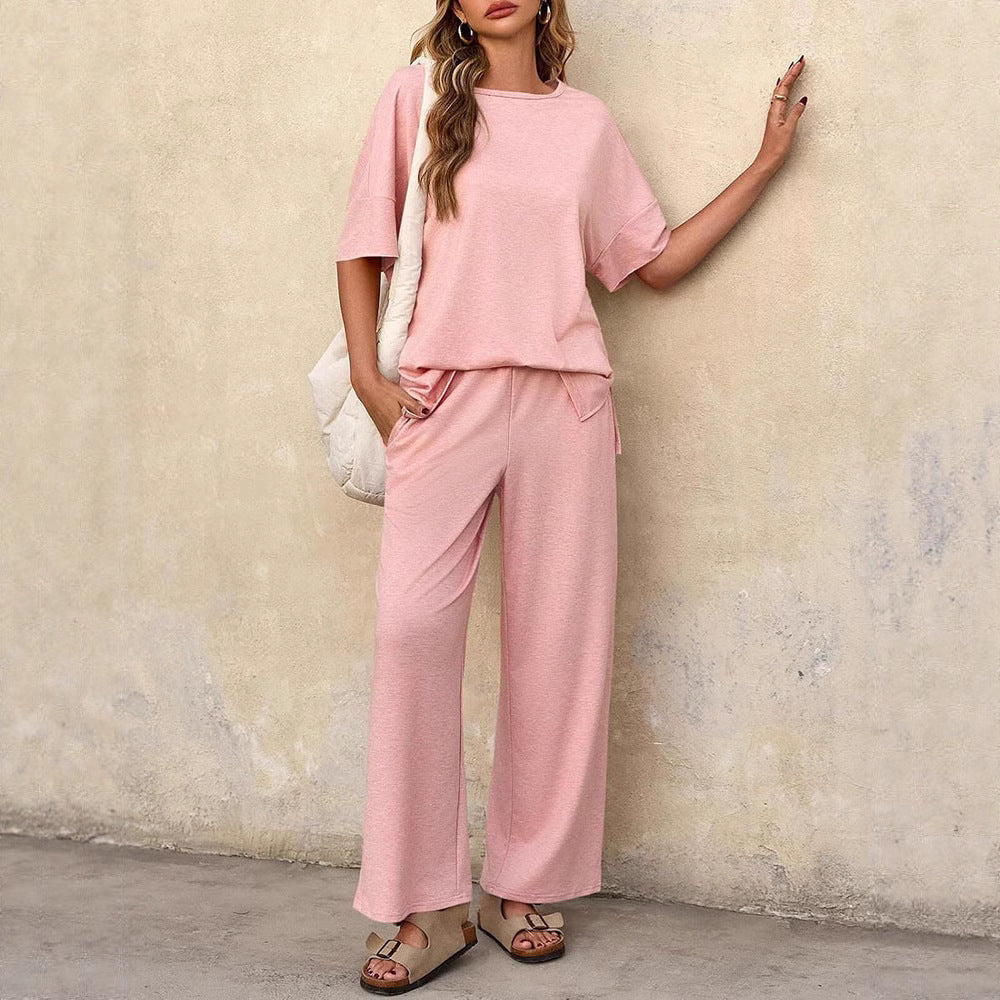 Atikmode Ensemble Décontracté Haut Manches Courtes + Pantalon Large