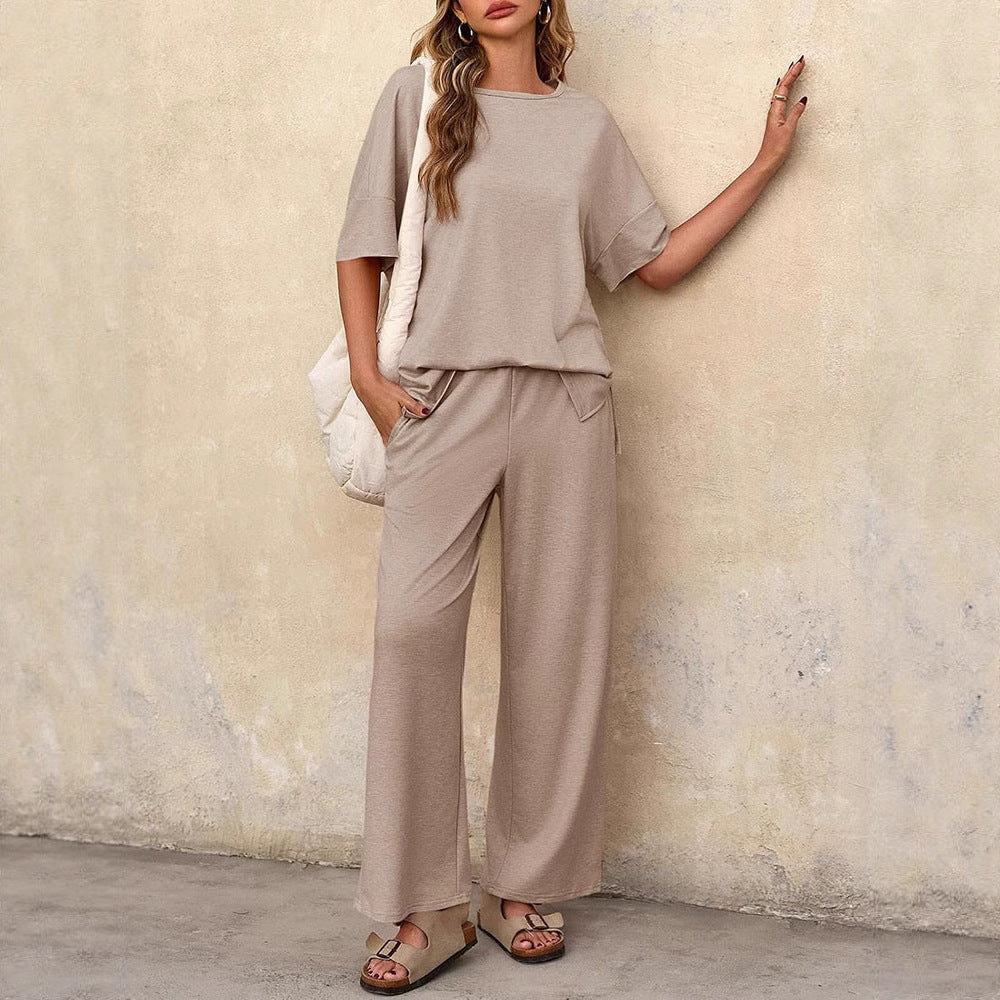 Atikmode Ensemble Décontracté Haut Manches Courtes + Pantalon Large
