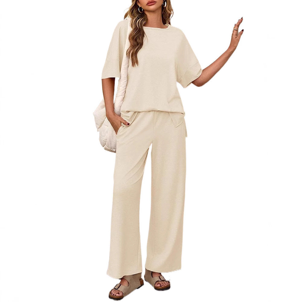 Atikmode Ensemble Décontracté Haut Manches Courtes + Pantalon Large