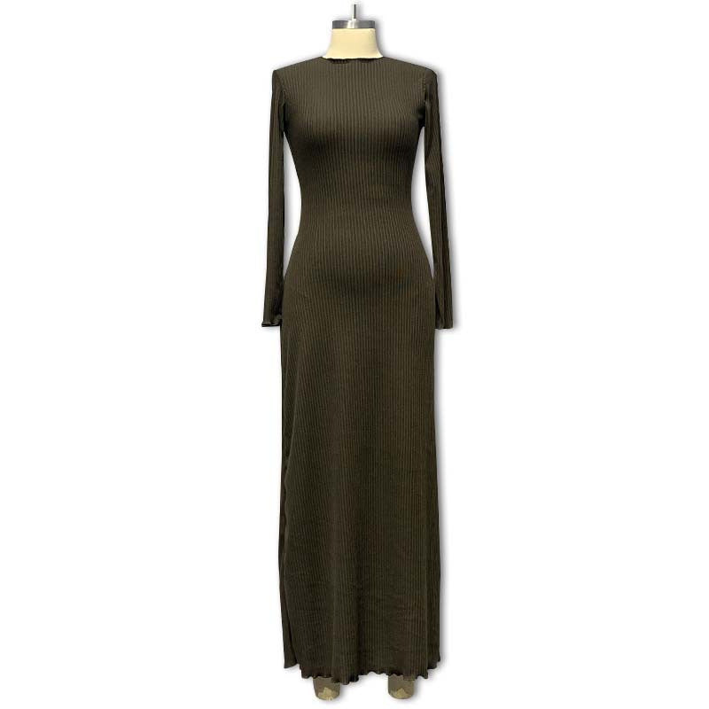 Atikmode Robe Mi-longue Col Roulé Tricotée Taille Haute