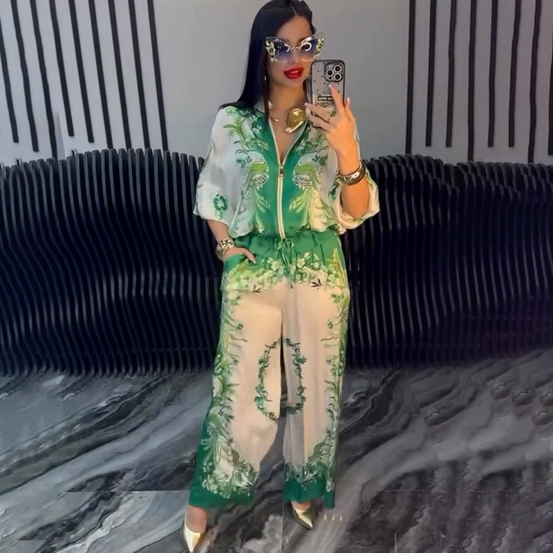 Atikmode Ensemble 2 Pièces Polyester Imprimé Fleurs 3D