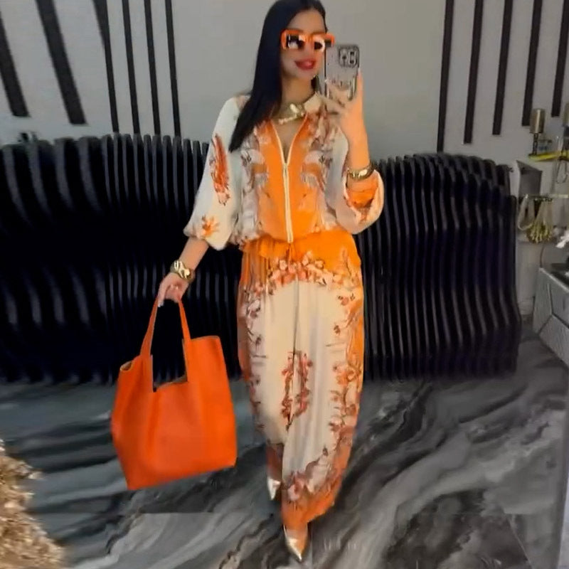 Atikmode Ensemble 2 Pièces Polyester Imprimé Fleurs 3D