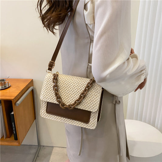 Ladies Straw Sac à Main Perle Élégant