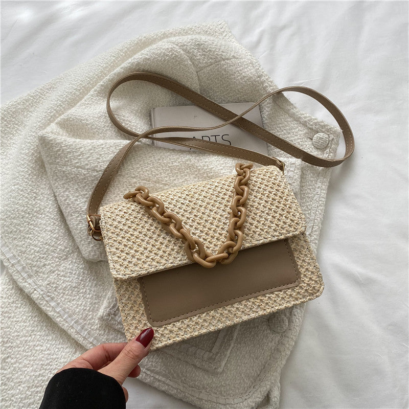 Ladies Straw Sac à Main Perle Élégant