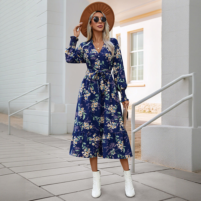 robe fleurie en polyester par elegancewear – douce, stylée et taille haute