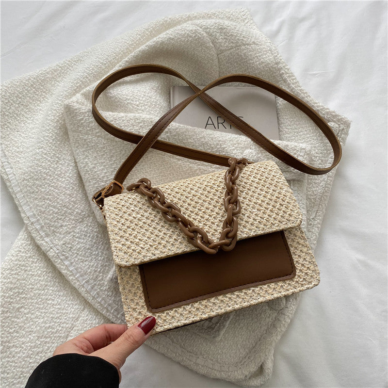 Ladies Straw Sac à Main Perle Élégant