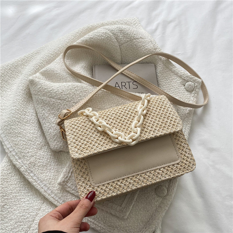 Ladies Straw Sac à Main Perle Élégant